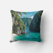 "沿岸心地よい:トロピカルコーブパラダイス" クッション (裏面)