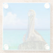 沿岸性ペリカン熱帯ビーチガラスコースター ガラスコースター (裏面)