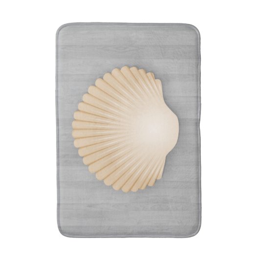 沿岸性貝殻と灰色の木の板 バスマット (正面縦)