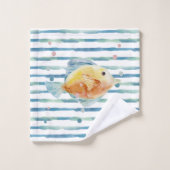 沿岸性鮮やかな水彩熱帯魚、ビーチ バスタオルセット (ウォッシュタオル)