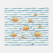 沿岸性鮮やかな水彩熱帯魚、ビーチ フリースブランケット (正面(横))