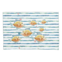 沿岸性鮮やかな水彩熱帯魚、ビーチ 枕カバー