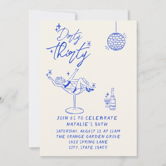 沿岸手引きダーティ30おもしろい誕生日 招待状 (正面)