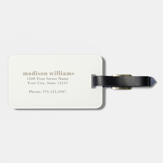 沿岸抽象芸術の水色(名前とモノグラム) ラゲッジタグ (裏面横)