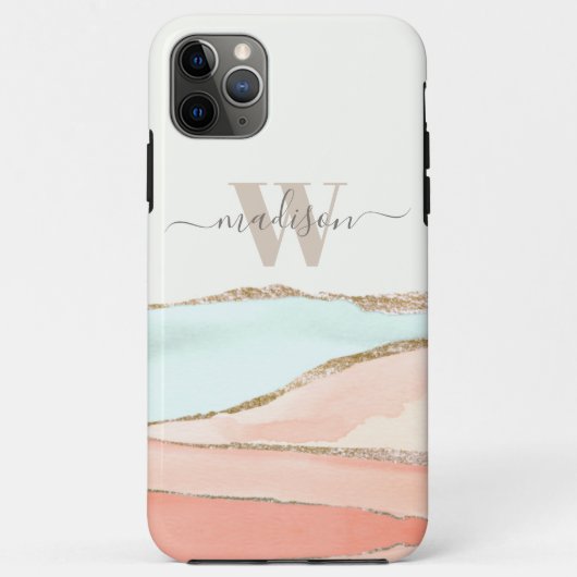 沿岸抽象芸術の水色(名前とモノグラム) Case-Mate iPhoneケース (裏面)