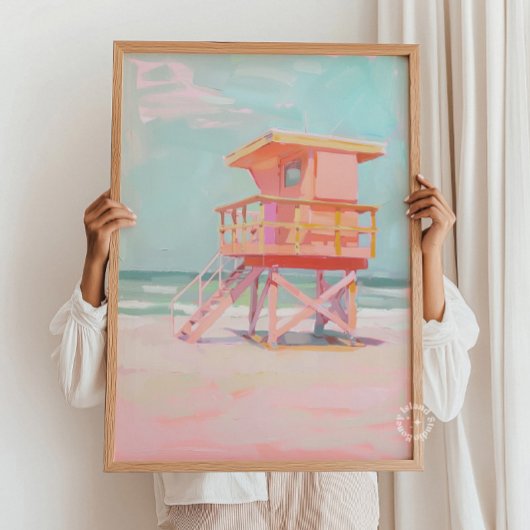 沿岸救命絵を描塔のビーチウォールアート ポスター