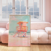 沿岸救命絵を描塔のビーチウォールアート ポスター