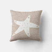 沿岸暗灰色のヘリンボン及び白いヒトデ クッション (裏面)