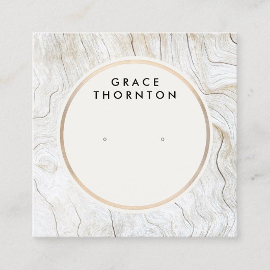 沿岸木材イヤリングジュエリー木材ディスプレイカード スクエア名刺 (正面)