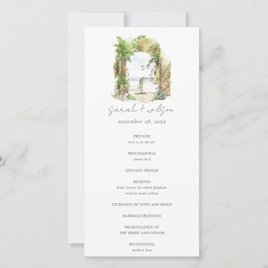 沿岸植物性アーチサンドビーチシースケープズ結婚ス サンキューカード (正面)