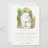 沿岸植物性アーチサンドビーチシースケープズ結婚ス 招待状 (正面)