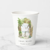 沿岸植物性アーチサンドビーチシースケープズ結婚ス 紙コップ (裏面)