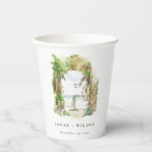 沿岸植物性アーチサンドビーチシースケープズ結婚ス 紙コップ (正面)