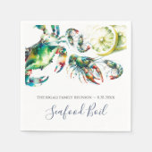 沿岸水彩シーフードパーソナライズされた スタンダードカクテルナプキン (正面)