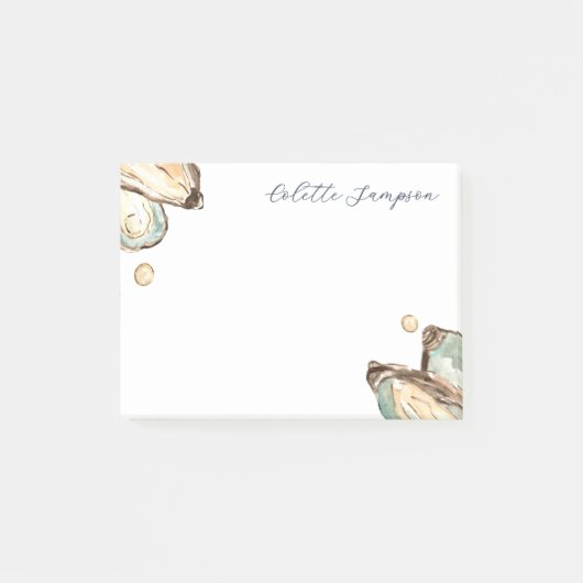 沿岸水彩パーソナライズされた牡蠣 ポストイット (正面)