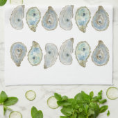 沿岸水彩牡蠣パターン キッチンタオル (折り畳み)