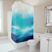 沿岸水彩青グラデーション海 シャワーカーテン (インサイチュ)