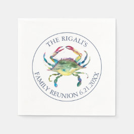 沿岸水色ブルーカニパーソナライズされた スタンダードカクテルナプキン