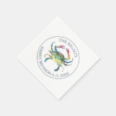 沿岸水色ブルーカニパーソナライズされた スタンダードカクテルナプキン (角)