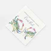 沿岸水色ブルーカニパーソナライズされた スタンダードランチョンナプキン (角)