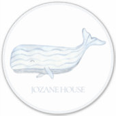 沿岸水色ブルーホエーパーソナライズされたル シール (正面)