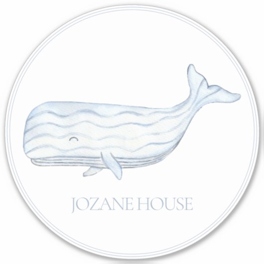 沿岸水色ブルーホエーパーソナライズされたル シール (正面)