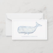 沿岸水色ブルーホエーパーソナライズされたル ノートカード (正面)