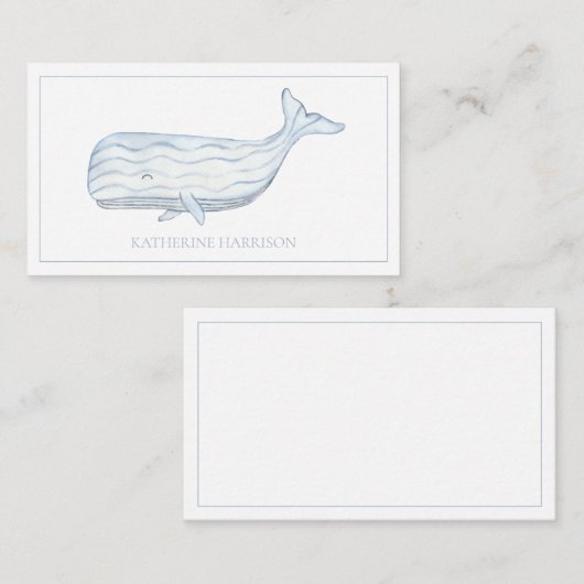 沿岸水色ブルーホエーパーソナライズされたル ノートカード (正面/裏面)