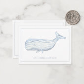 沿岸水色ブルーホエーパーソナライズされたル ノートカード (正面/裏面インサイチュ)