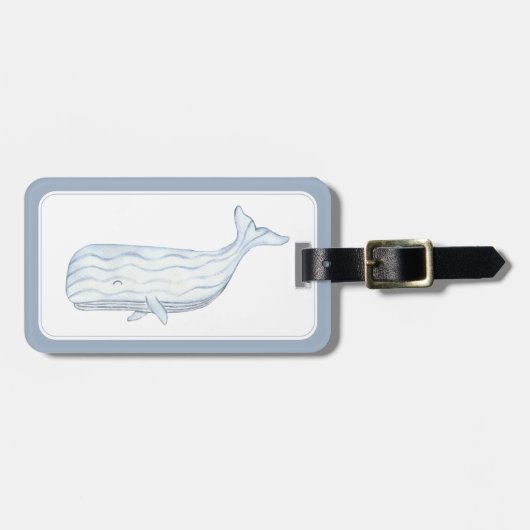 沿岸水色ブルーホエーパーソナライズされたル ラゲッジタグ (正面横)