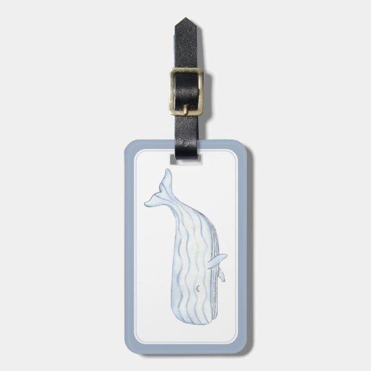 沿岸水色ブルーホエーパーソナライズされたル ラゲッジタグ (正面縦)