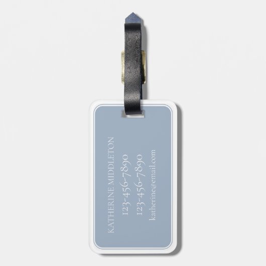 沿岸水色ブルーホエーパーソナライズされたル ラゲッジタグ (裏面縦)