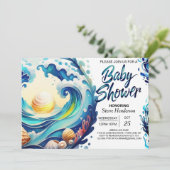 沿岸水色ベビーシャワー 招待状 (スタンド正面)