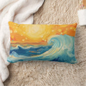 沿岸油彩画の日波 ランバークッション (ブランケット)