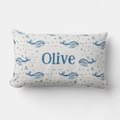 沿岸海クジラテーマ子供部屋名ピロー ランバークッション (正面)