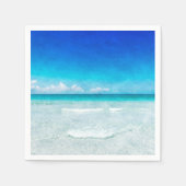 沿岸海ビーチインティール（緑がかった色）アクアターコイズブルー スタンダードカクテルナプキン (正面)