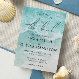 沿岸海ビーチサマーモダン結婚ズ 招待状