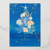 沿岸海ビーチシーシェルクリスマスツリー 箔シーズンカード (正面)