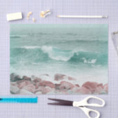 沿岸海ビーチ波ティール（緑がかった色）白航海の 薄葉紙 (クラフト)