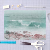 沿岸海ビーチ波ティール(緑がかった色)白航海の 薄葉紙 (クラフト)