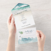 沿岸海ビーチ結婚式 オールインワン招待状 (貼ってはがせる)