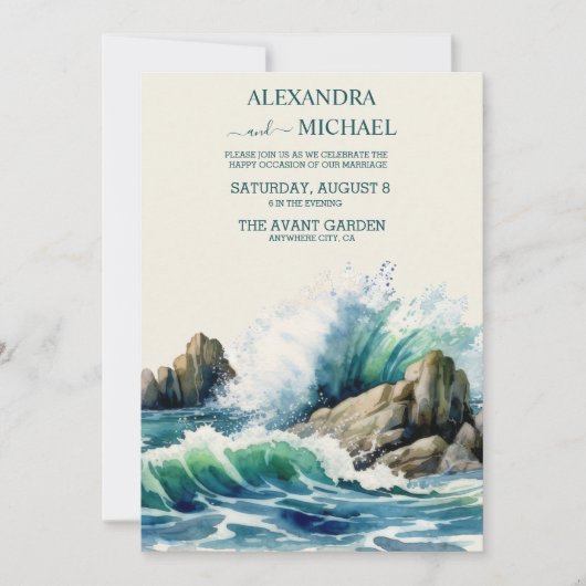 沿岸海ビーチ結婚式 招待状 (正面)