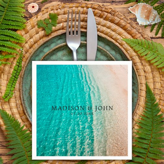 沿岸海夏のビーチ目的地の結婚式 スタンダードカクテルナプキン