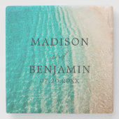 沿岸海夏のビーチ目的地の結婚式 ストーンコースター (正面)