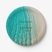 沿岸海夏のビーチ目的地の結婚式 ペーパープレート (正面)