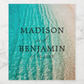 沿岸海夏のビーチ目的地の結婚式 ワインラベル (シングルラベル)