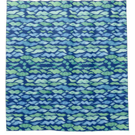 沿岸海岸ビーチ海モダン波パターン シャワーカーテン