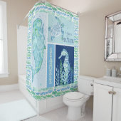 沿岸海岸ビーチ海モダン波パターン シャワーカーテン (インサイチュ)