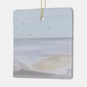 沿岸海岸線ビーチ水彩 セラミックオーナメント (左)