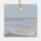 沿岸海岸線ビーチ水彩 セラミックオーナメント (正面)